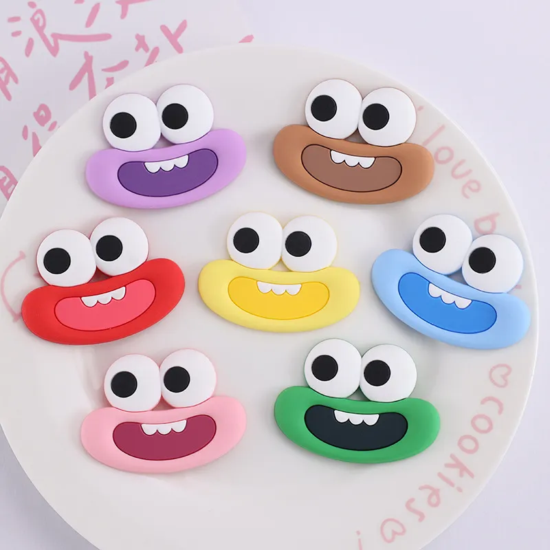 Cartoon Funny Face PVC Soft Gel Stickers – DIY Eyes & Mouth Embellishments for Phone Case, Water Bottle, Storage Box, Hair Clips, Waterproof Craft Decals